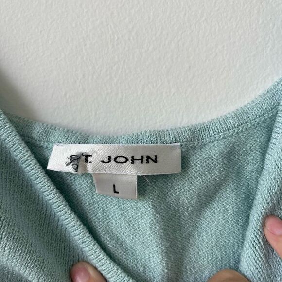 St. John Women's Spaghetti Tight-Knit Sky Blue Cropped Top Size L - Picture 4 of 5